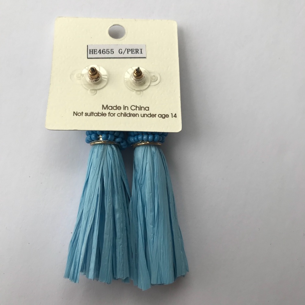 Core | light blue beaded tassel earrings new - Picture 4 of 6